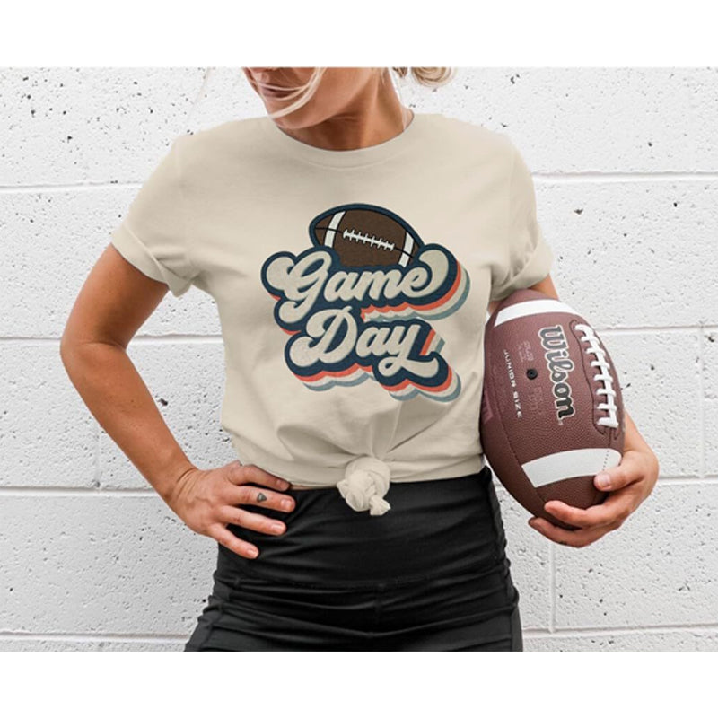 Game Day Shirt Women Football Mom T-Shirt Short Sleeve