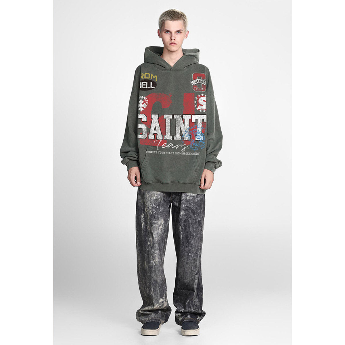 Unisex Hoodies Saint Michael Old Loose Hoodie