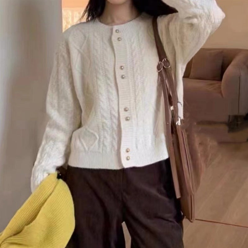 Women Knitted Cardigan Spring Single-Breasted Short Knitted Jacket