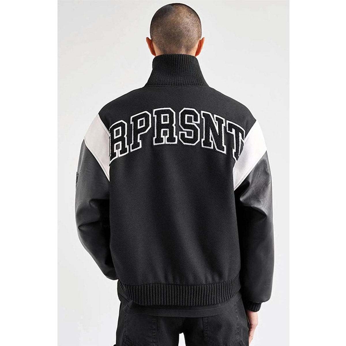 Unisex Baseball Jersey Represents Loose Leather Sleeve Baseball Jacket
