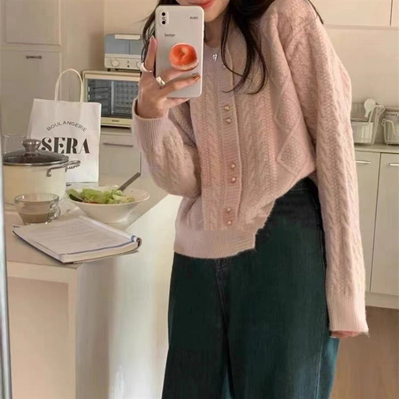Women Knitted Cardigan Spring Single-Breasted Short Knitted Jacket
