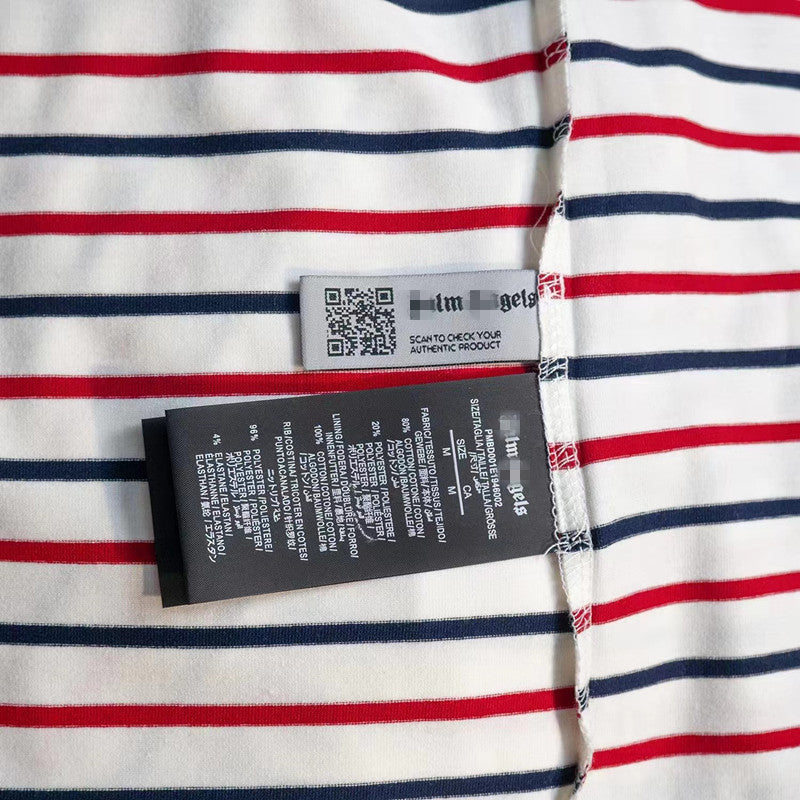 Palm Angels T Shirts Letter Stripes Short Sleeve T-shirt Male Half Sleeve