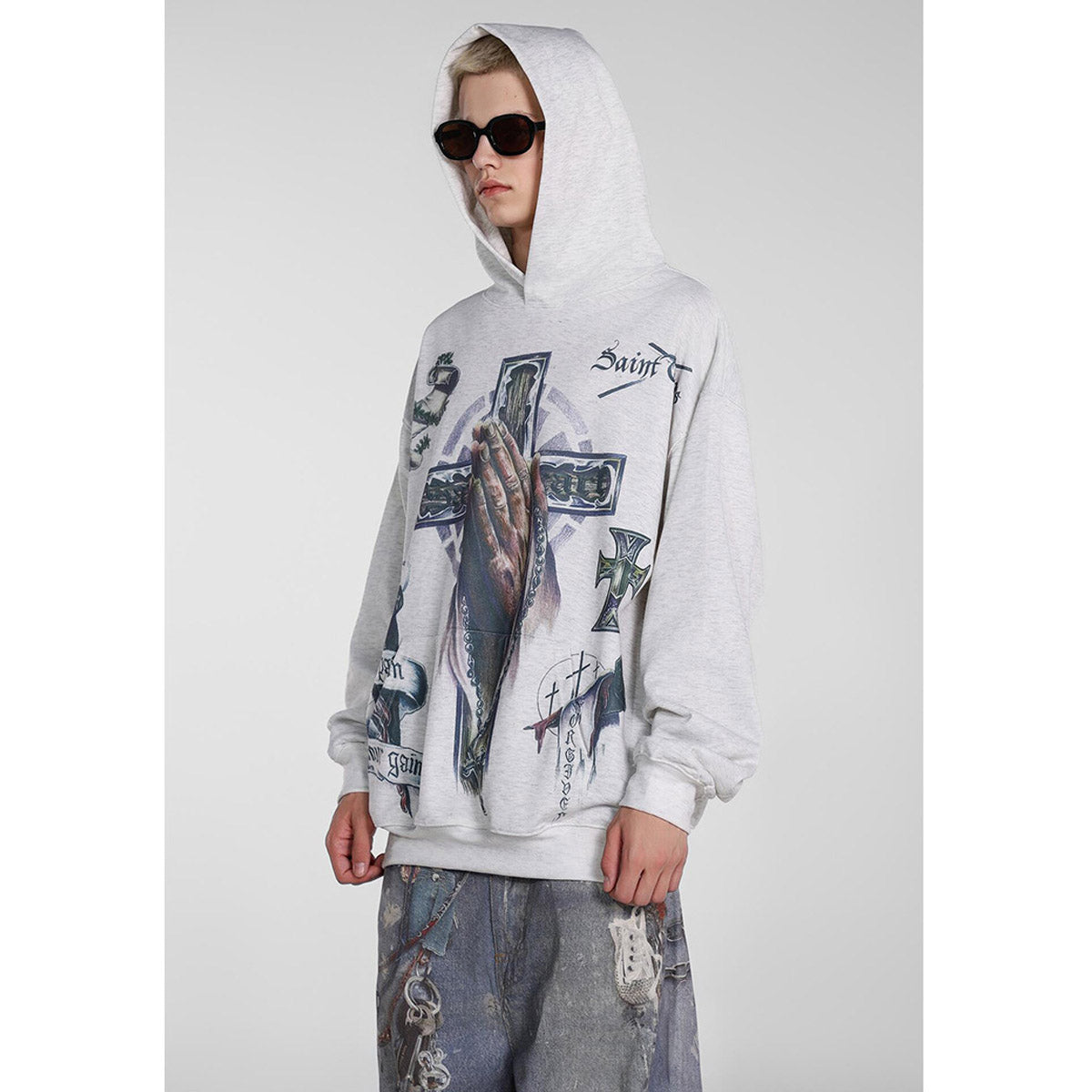 Unisex Hoodies Saint Michael Cross Loose Hoodie