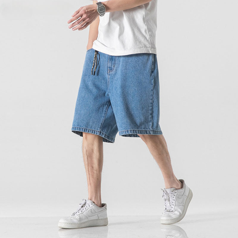 Men Jeans Denim Shorts Men's Summer Wide Loose Casual Shorts