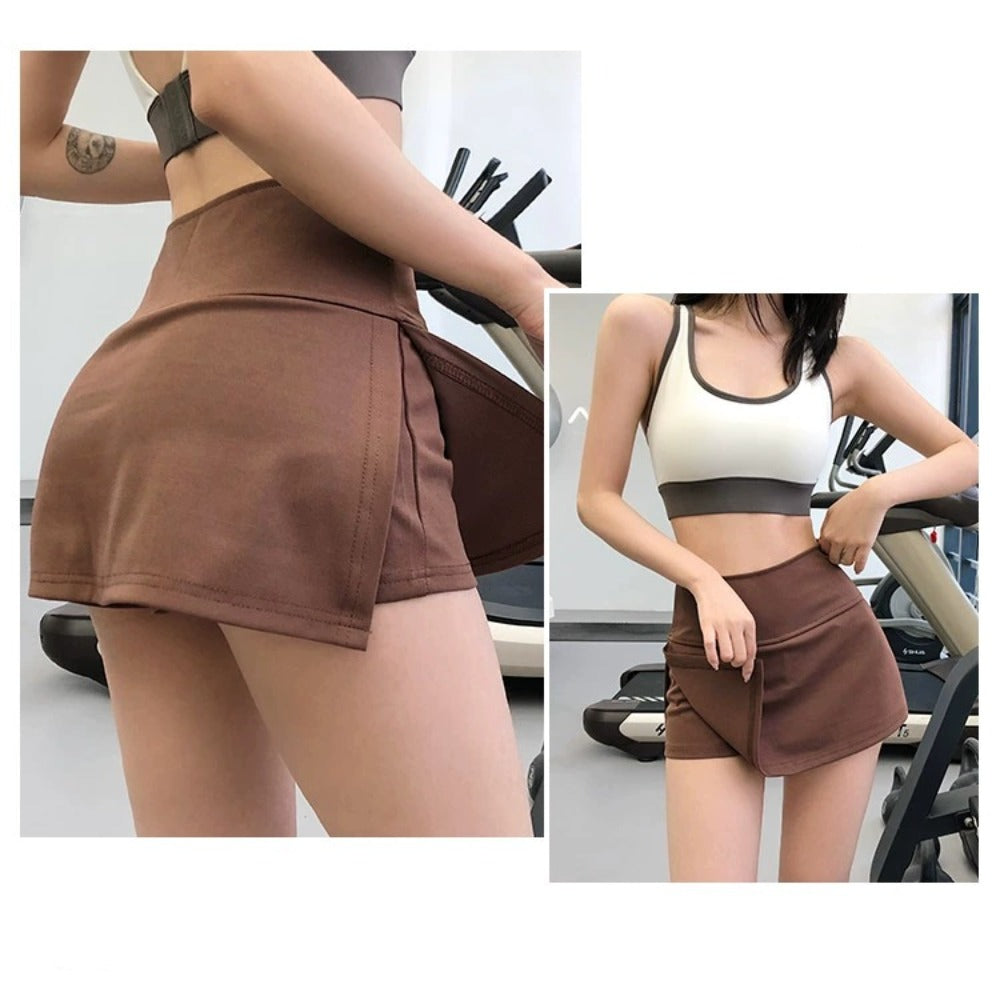 Women Yoga Sports Shorts Casual Yoga Culottes Hip Skirt Sports Skirt