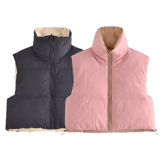 Women Cotton Coat Retro Simple Stand-up Collar Thick down