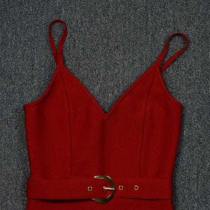 Women's Evening Dress Strap Belt Dress Sexy Slim Fit Bandage Dress