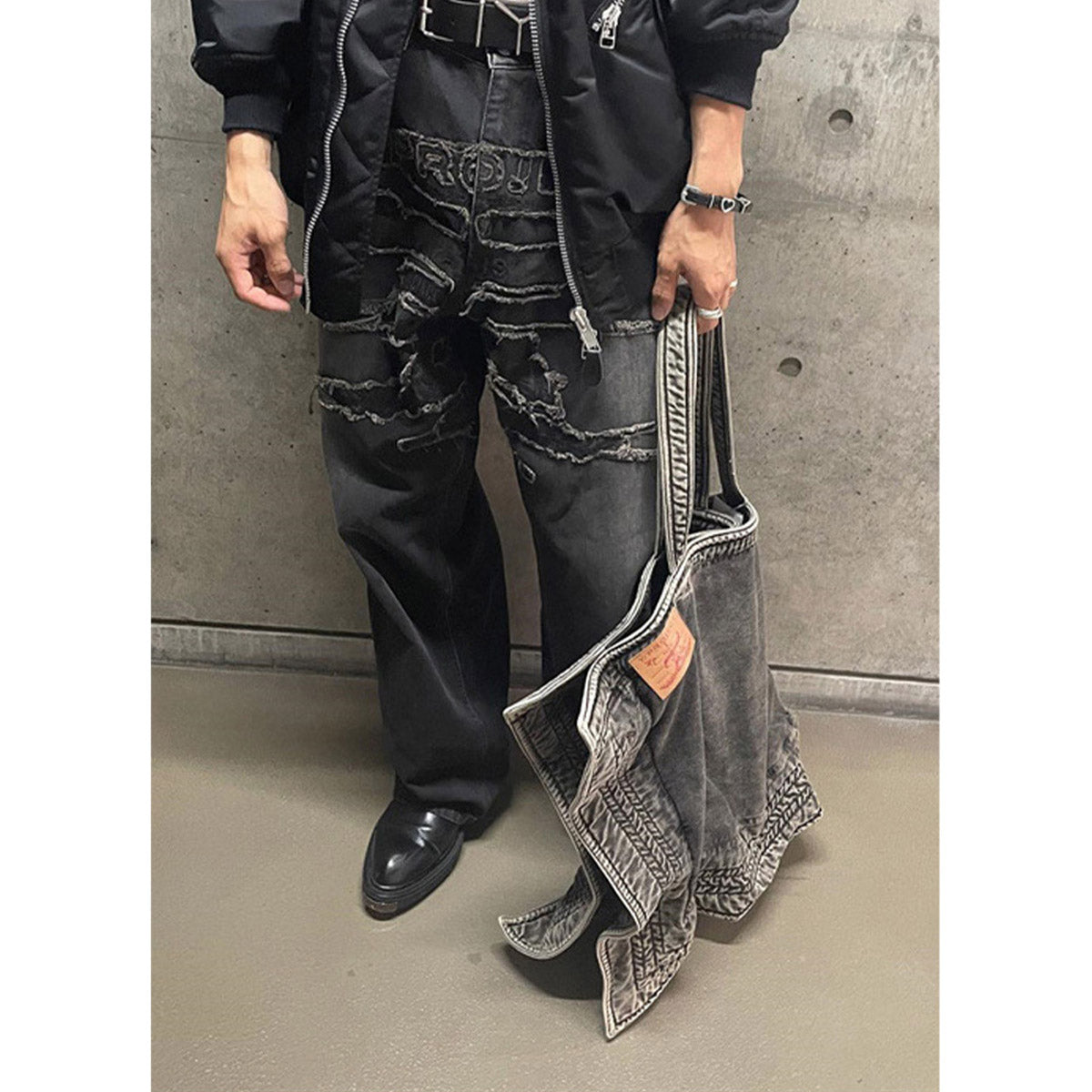 Unisex Pants Make Old Patch Embroidered Loose Jeans