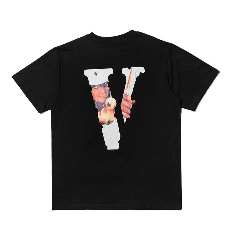 Vlone T Shirts Cartoon Character Eye Print Short Sleeve T-shirt Men's and Women's Large V Loose Half Sleeve