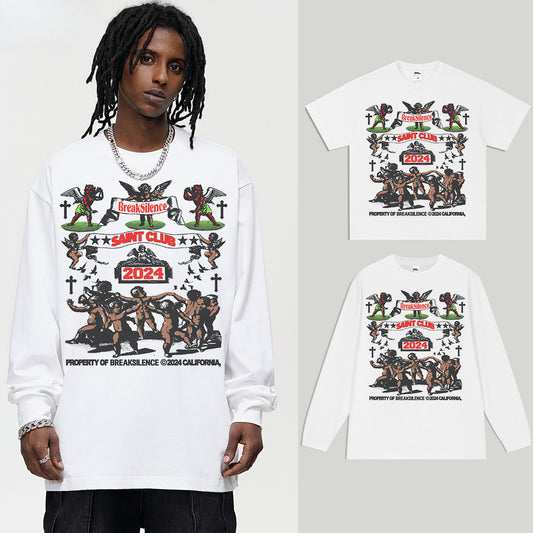 Vintage T-shirts American Vintage Printed Small Neckline Short Sleeve T-Shirt Pure Cotton