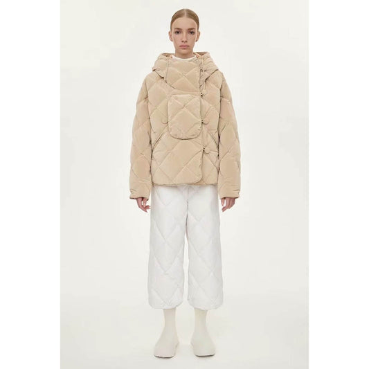 Women Cotton Coat Breasted Loose and Warm Diamond Grid Cotton Jacket