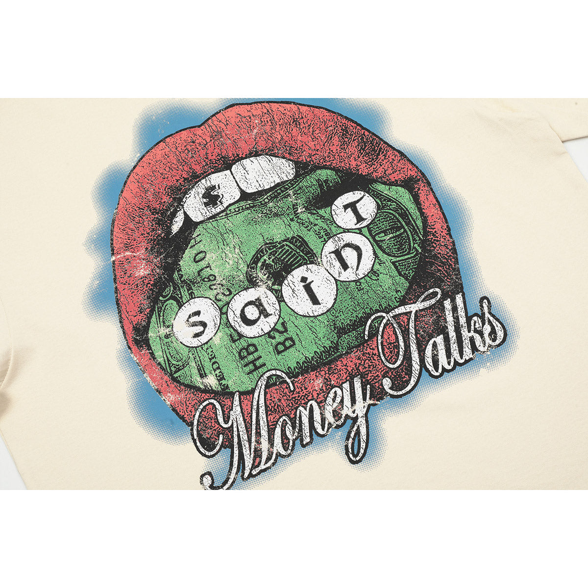 Unisex T-Shirts Saint Michael Vintage Lip Abstract Print Short Sleeve