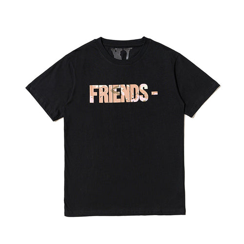 Vlone T Shirts Desert Camouflage Large V Printed Short Sleeve T-shirt Men and Women Couple Loose Hip Hop Half Sleeve