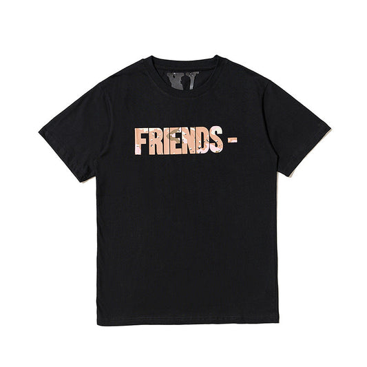 Vlone T Shirts Desert Camouflage Large V Printed Short Sleeve T-shirt Men and Women Couple Loose Hip Hop Half Sleeve