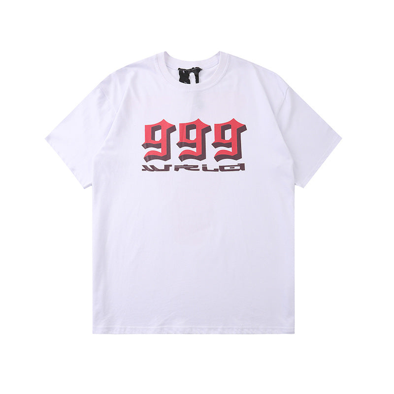 Vlone T Shirts Couple's Same Large V Printed Short Sleeve Men's and Women's High Street Loose T-shirt
