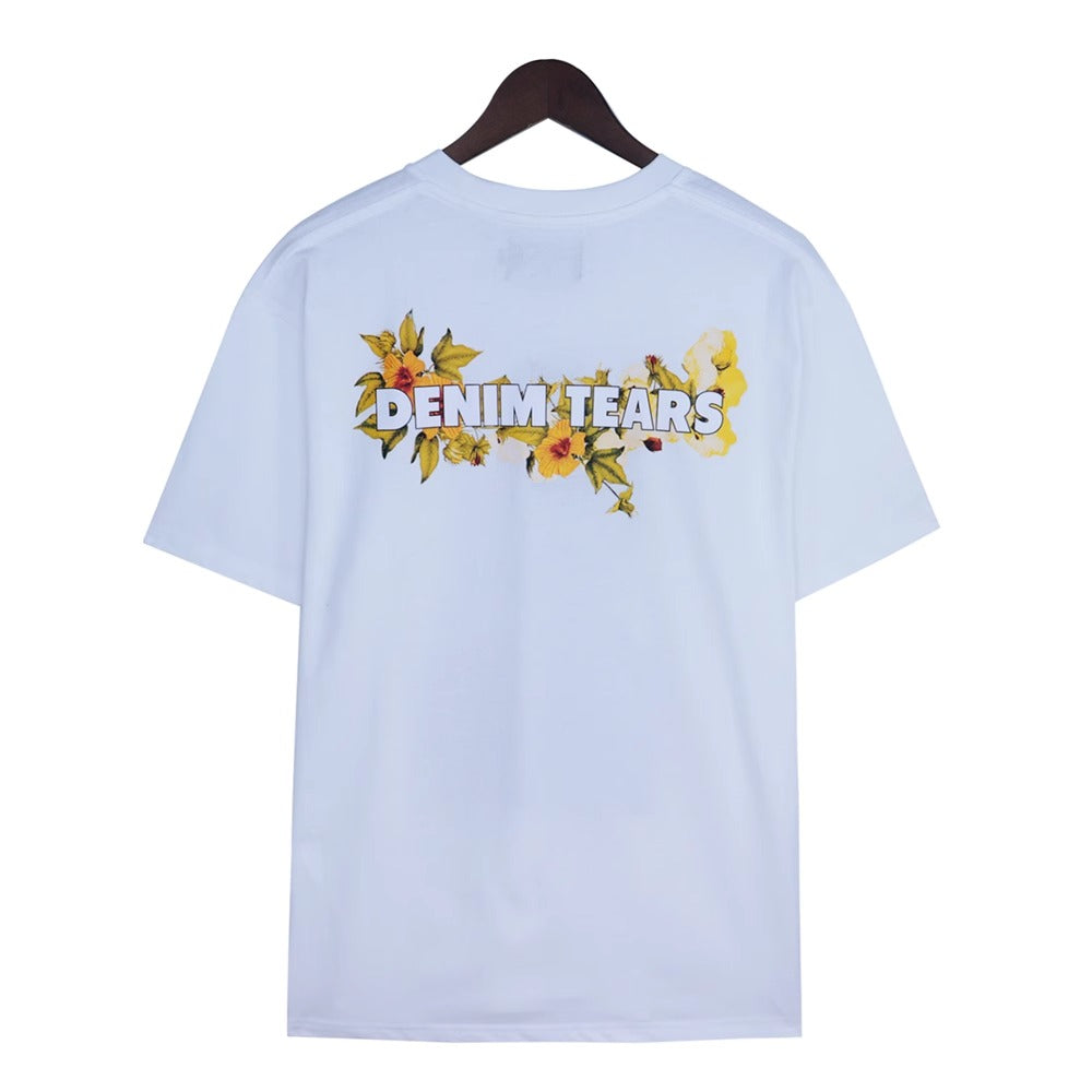 Denim Tears T Shirts Kapok Vintage Portrait Oil Painting Print Loose-Fitting Casual round-Neck Short Sleeve T-shirt
