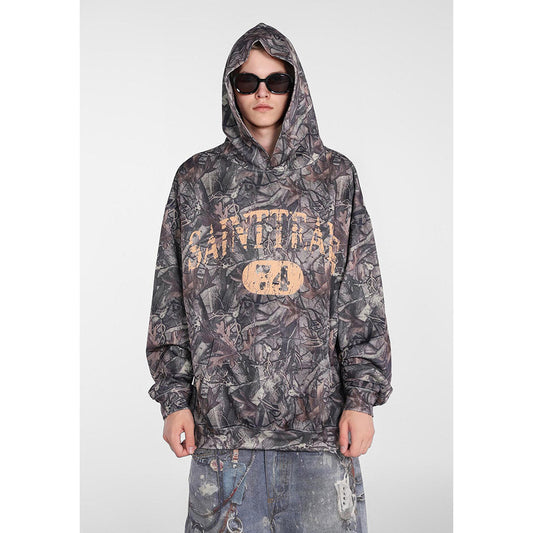 Unisex Hoodies Saint Michael Tree Pattern Camouflage Loose Sweater