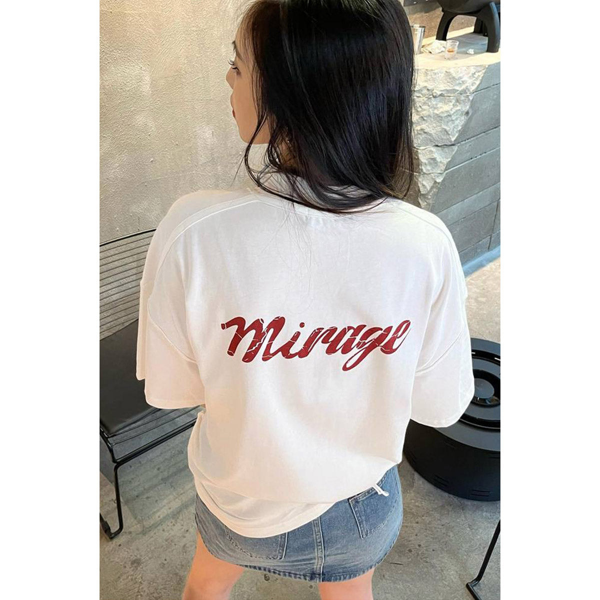 Unisex T-Shirts SEE THE MIRAGE Mickey Cartoon Print Distressed Loose T-Shirt