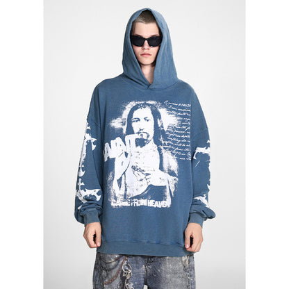 Unisex Hoodies Saint Michael Distressed Loose Hoodie