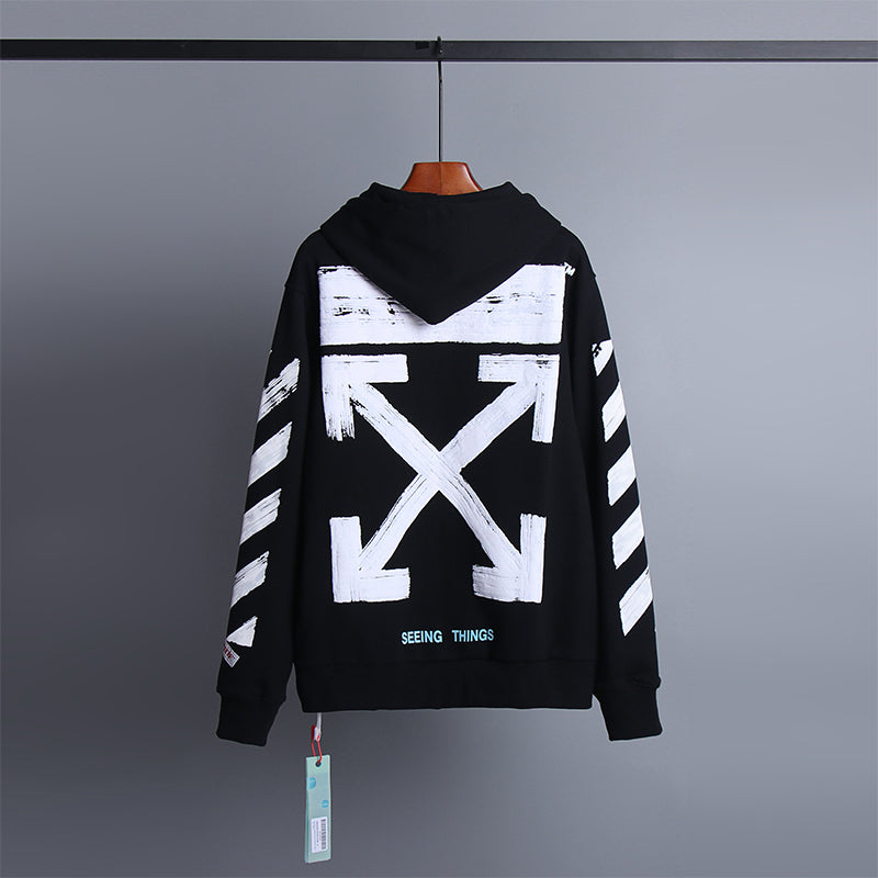 OW Hoodie Foamed Classic Arrow Pattern Sweatshirt