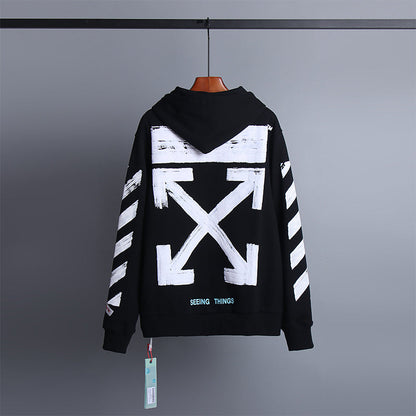 OW Hoodie Foamed Classic Arrow Pattern Sweatshirt