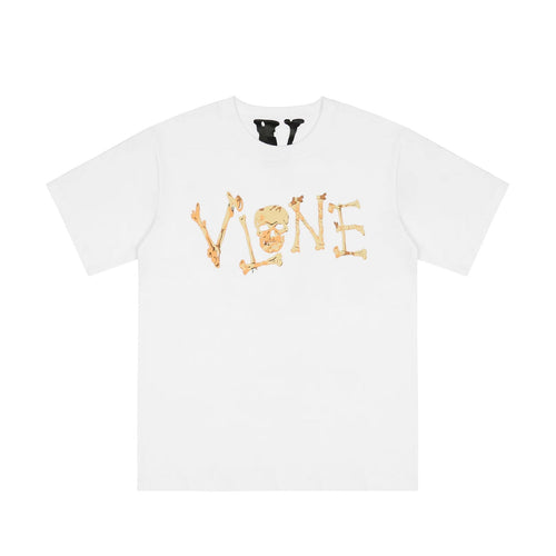 Vlone T Shirts Skull Bones Large V Printed Short Sleeve T-shirt Men and Women Couple Hip Hop Half Sleeve