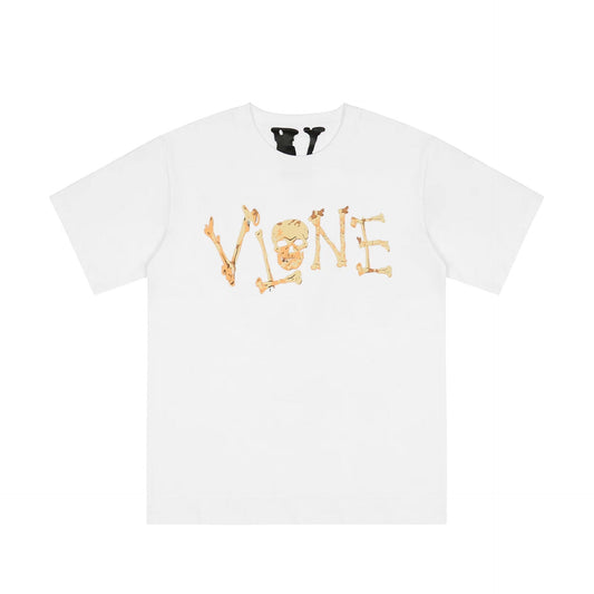 Vlone T Shirts Skull Bones Large V Printed Short Sleeve T-shirt Men and Women Couple Hip Hop Half Sleeve