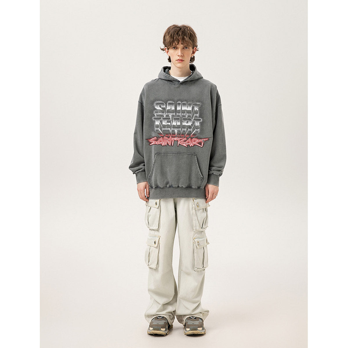 Unisex Hoodies Saint Michael Old Loose Sweater Hoodie