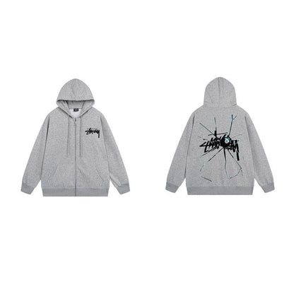 Stussy Hoodie Zip-Up Cardigan Fleece Hooded Sweater