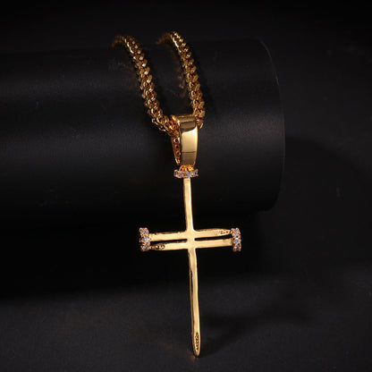 Jewelry Copper Zircon Cross Pendant Necklace Crosses Spectrum St. Valentine's