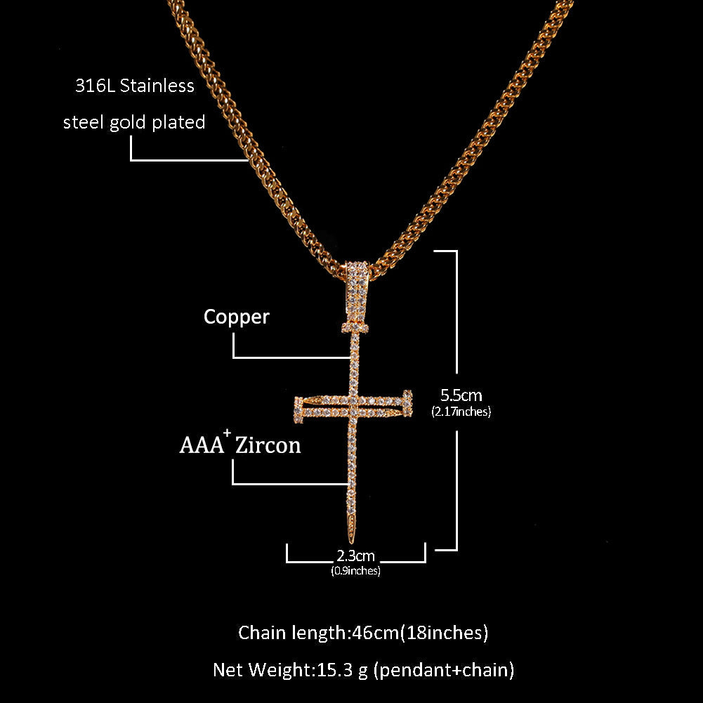 Jewelry Copper Zircon Cross Pendant Necklace Crosses Spectrum St. Valentine's