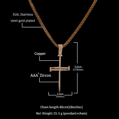 Jewelry Copper Zircon Cross Pendant Necklace Crosses Spectrum St. Valentine's