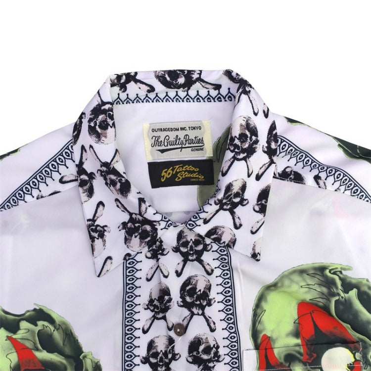 GUILTYPARTIES TIGER Shirts STUDIO Tattooed Skull, Short Sleeve Shirt
