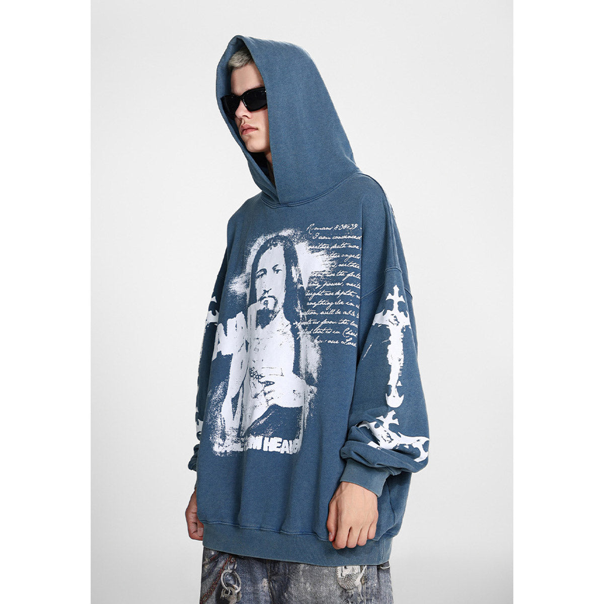 Unisex Hoodies Saint Michael Distressed Loose Hoodie