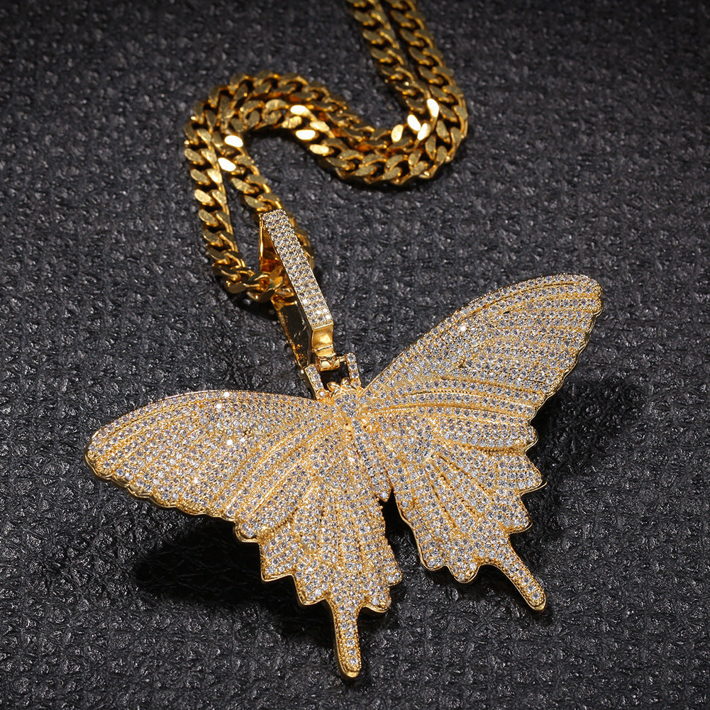 Jewelry Zircon Butterfly Pendant Necklace Vintage Fashion High Sense Animal Spectrum