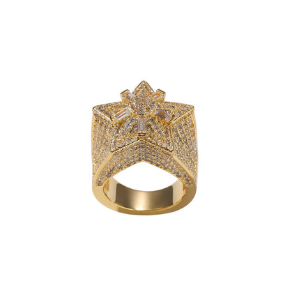 Rings Hip Hop Pentagram Zircon Ring Spectrum St. Valentine's