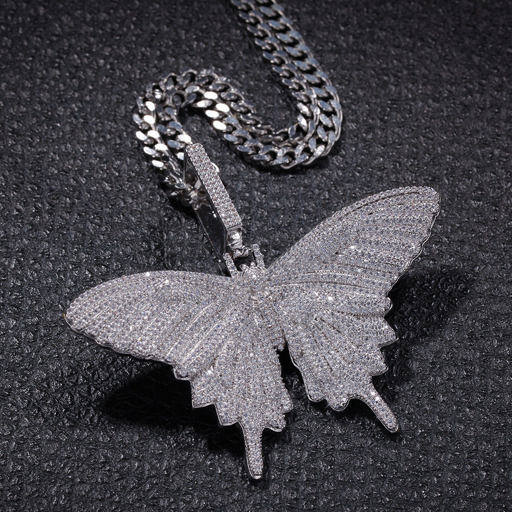 Jewelry Zircon Butterfly Pendant Necklace Vintage Fashion High Sense Animal Spectrum