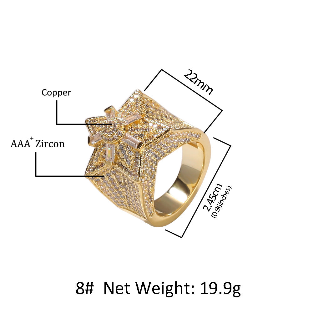 Rings Hip Hop Pentagram Zircon Ring Spectrum St. Valentine's