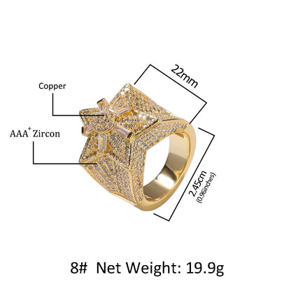 Rings Hip Hop Pentagram Zircon Ring Spectrum St. Valentine's