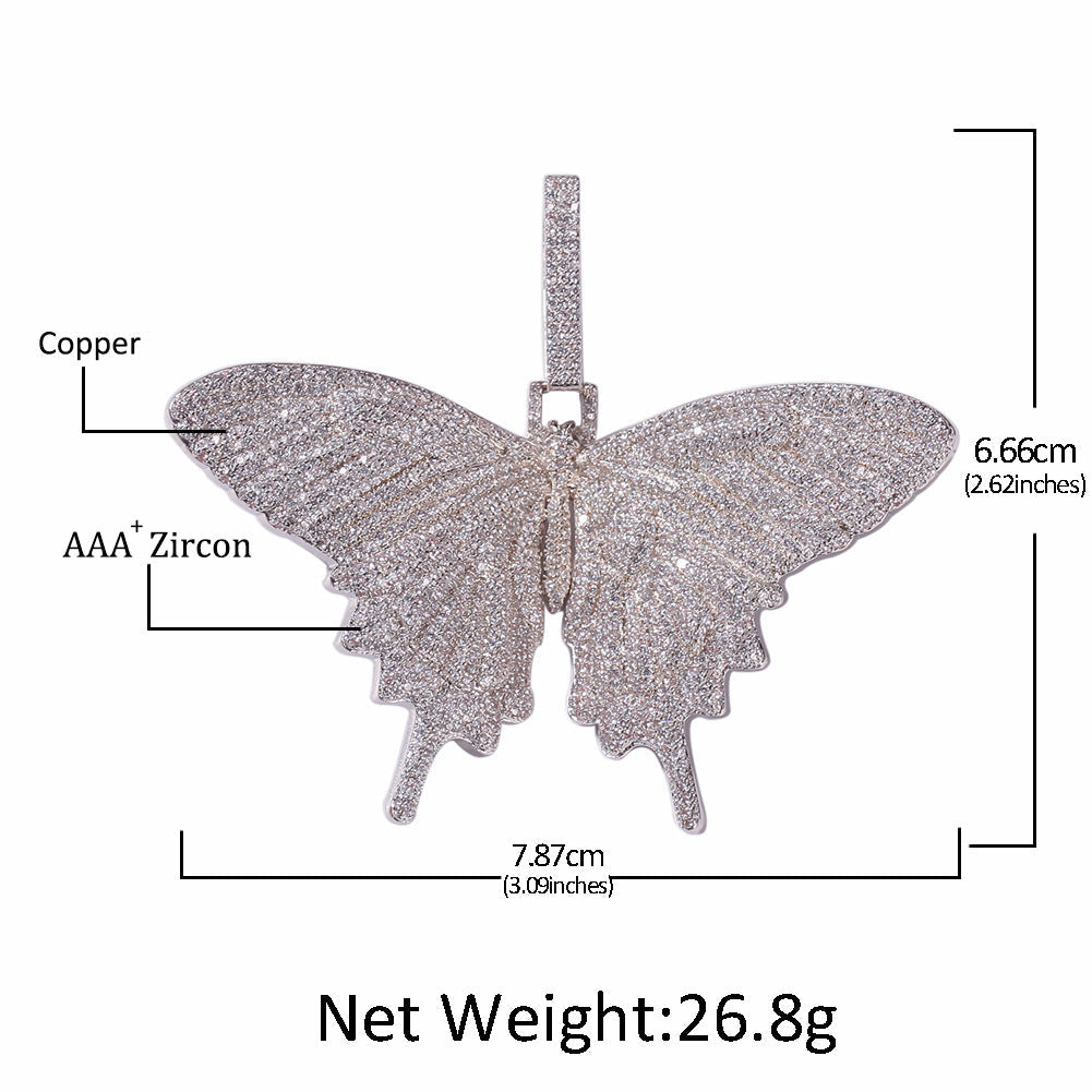 Jewelry Zircon Butterfly Pendant Necklace Vintage Fashion High Sense Animal Spectrum