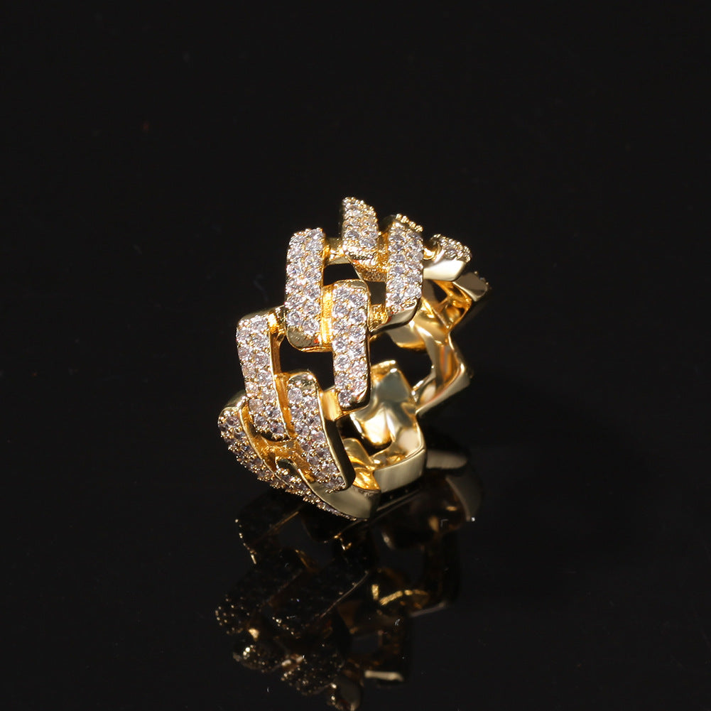 Rings Microencrusted Zircon 2 Rows Diamond Hip Hop Cuban St. Valentine's