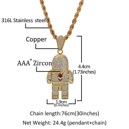 Jewelry Diamond Astronaut Astronaut Hip Hop Pendant Necklace Spectrum