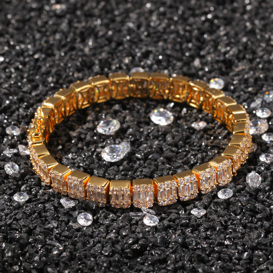 Bracelet INS Wind Ladder Square Zircon Hiphop Bracelet Spectrum St. Valentine's