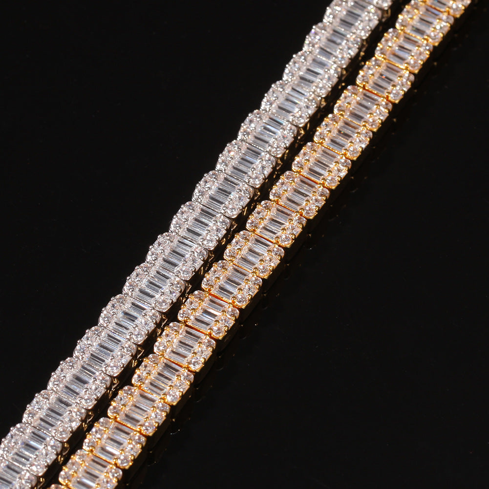 Bracelet INS Wind Ladder Square Zircon Hiphop Bracelet Spectrum St. Valentine's