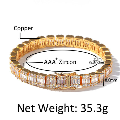 Bracelet INS Wind Ladder Square Zircon Hiphop Bracelet Spectrum St. Valentine's