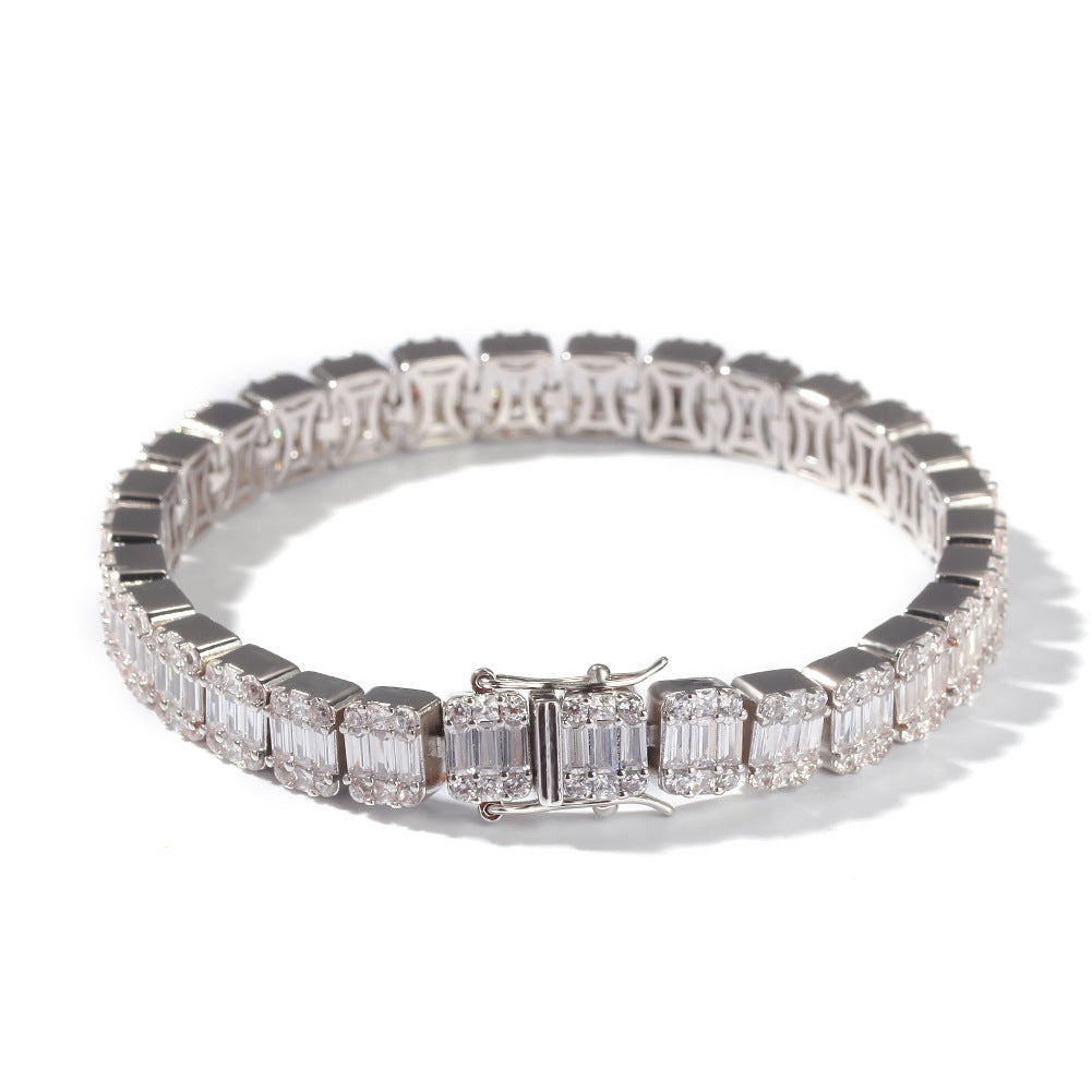 Bracelet INS Wind Ladder Square Zircon Hiphop Bracelet Spectrum St. Valentine's