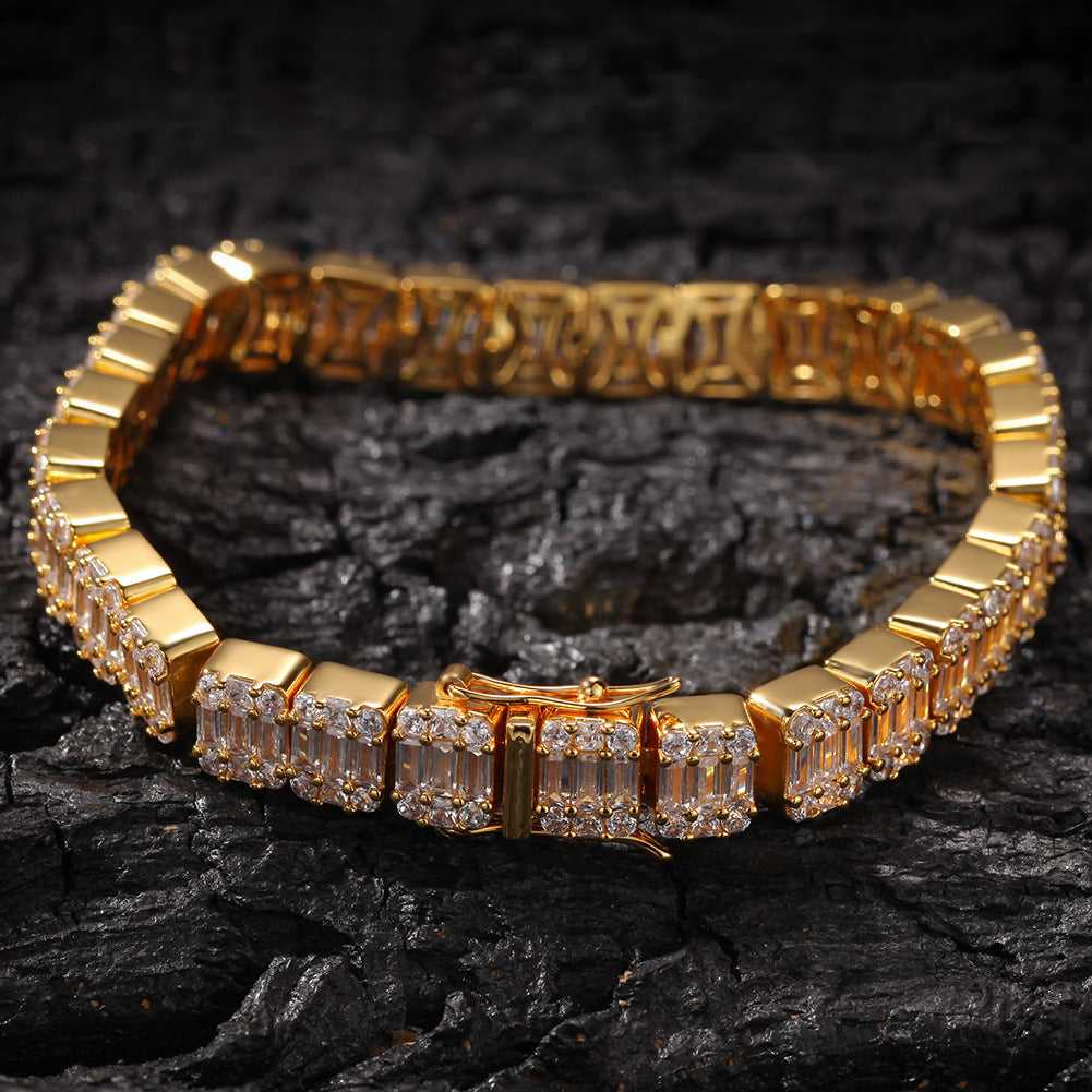 Bracelet INS Wind Ladder Square Zircon Hiphop Bracelet Spectrum St. Valentine's