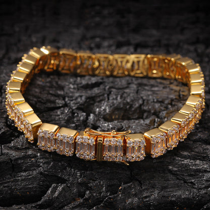 Bracelet INS Wind Ladder Square Zircon Hiphop Bracelet Spectrum St. Valentine's