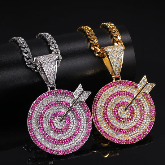 Jewelry Necklace Hip Hop Trend Pendant Right in the Bullseye Dart Spectrum