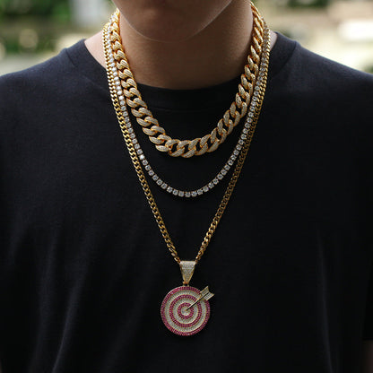 Jewelry Necklace Hip Hop Trend Pendant Right in the Bullseye Dart Spectrum